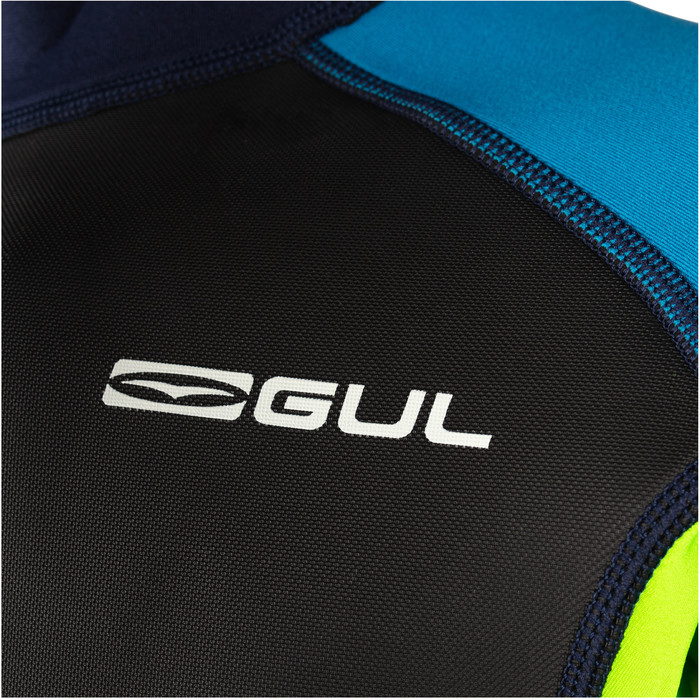 2024 Gul Junior Response 3/2mm Rug Ritssluiting Shorty Wetsuit RE3322-C1 - Navy / Lime